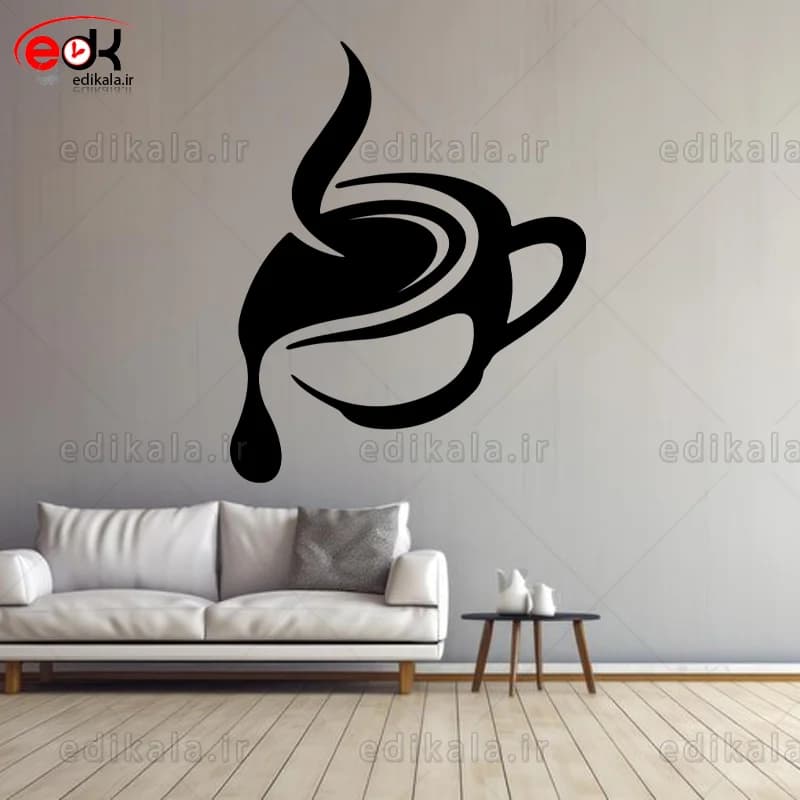 آینه دکوراتیو طرح فنجان قهوه شماره 7 در پنج رنگ و ابعاد انتخابی+فایل کورل — تصویر ۳