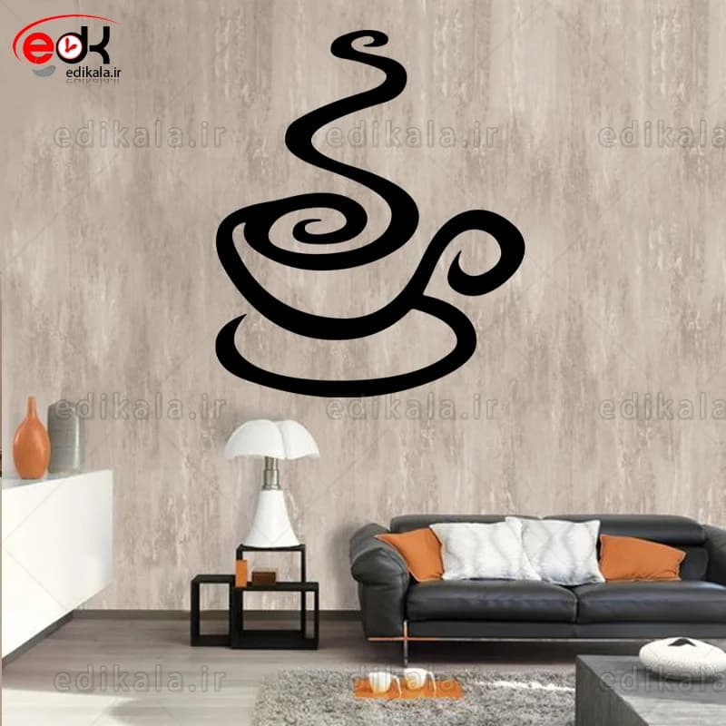 آینه دکوراتیو طرح فنجان قهوه شماره 5 در پنج رنگ و ابعاد انتخابی+فایل کورل — تصویر ۳