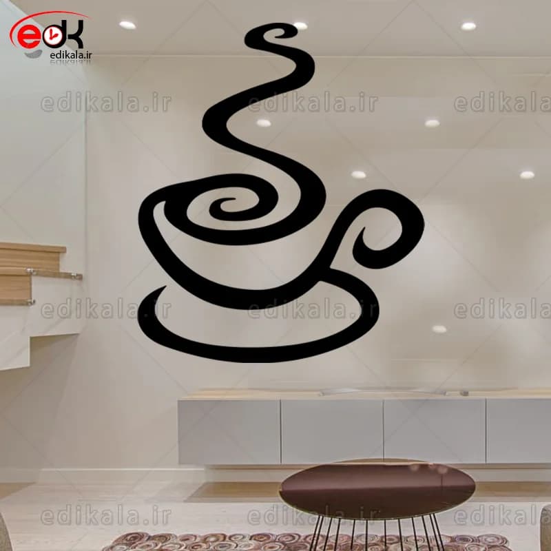 آینه دکوراتیو طرح فنجان قهوه شماره 5 در پنج رنگ و ابعاد انتخابی+فایل کورل — تصویر ۲