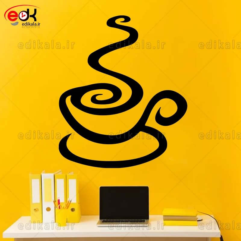 آینه دکوراتیو طرح فنجان قهوه شماره 5 در پنج رنگ و ابعاد انتخابی+فایل کورل