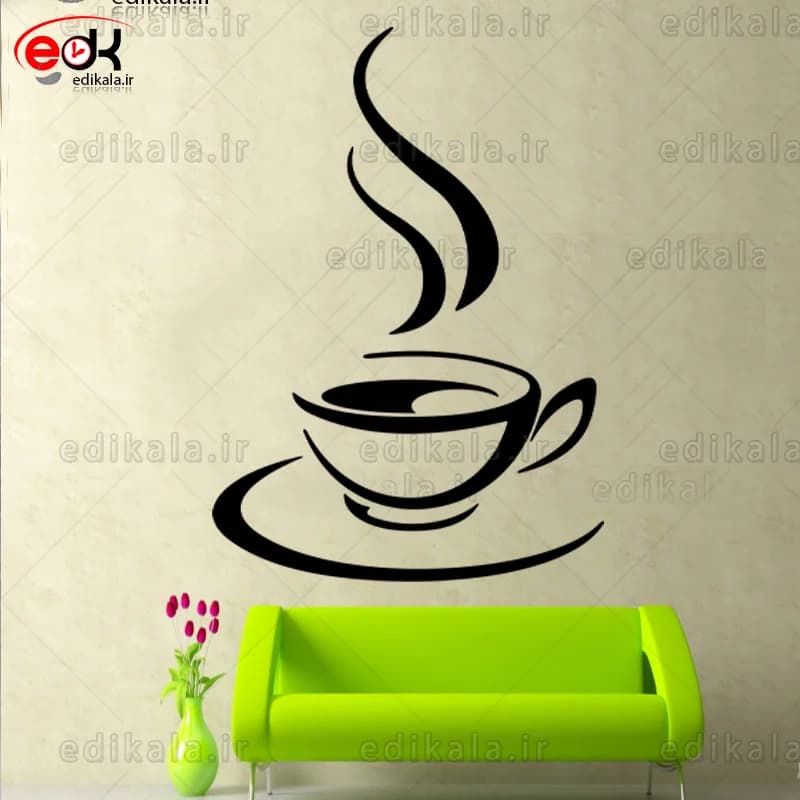 آینه دکوراتیو طرح فنجان قهوه شماره 4 در پنج رنگ و ابعاد انتخابی+فایل کورل