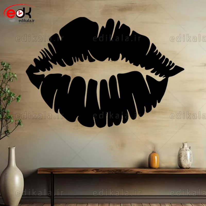 آینه دکوراتیو طرح لب شماره 1 در پنج رنگ و ابعاد انتخابی+فایل کورل