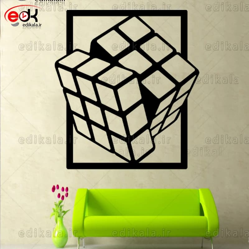 آینه دکوراتیو طرح مکعب روبیک شماره 1 در پنج رنگ و ابعاد انتخابی+فایل کورل