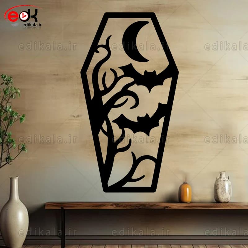 آینه دکوراتیو طرح خفاش هالووینی شماره 1 در پنج رنگ و ابعاد انتخابی+فایل کورل