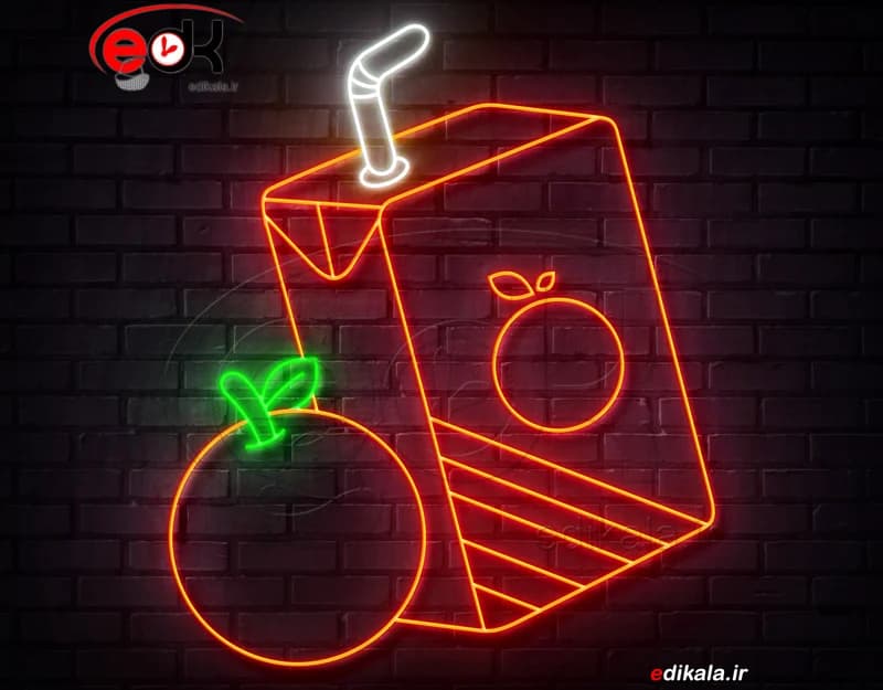 تابلو نئون طرح آب پرتقال شماره 2 در ابعاد مختلف +آداپتور+ فایل لایه باز