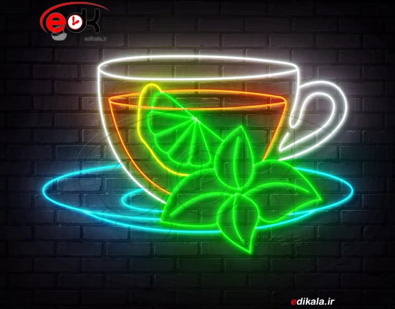 تابلو نئون طرح چای و دمنوش شماره 1 در ابعاد مختلف +آداپتور+ فایل لایه باز