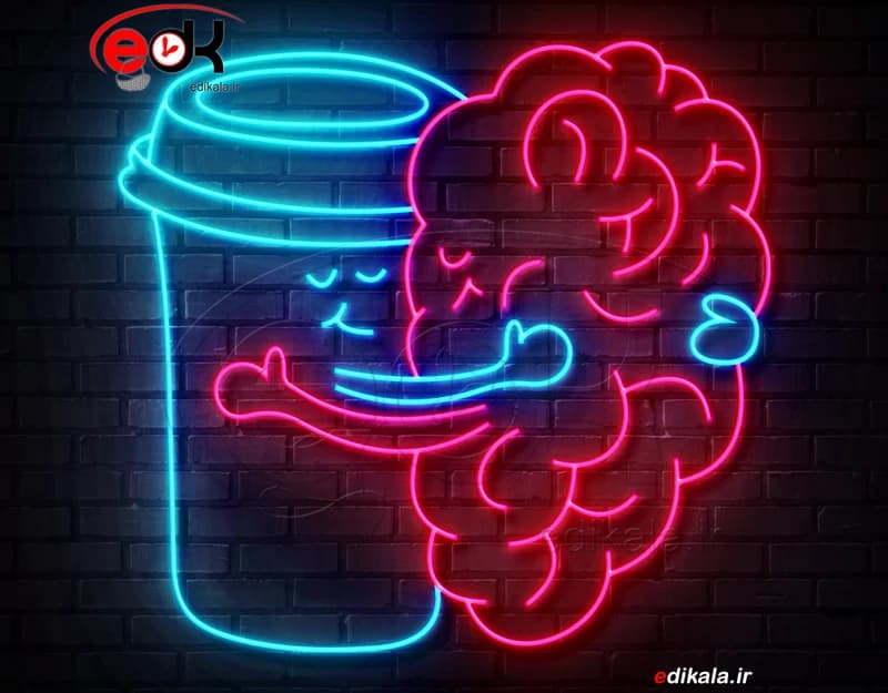 تابلو نئون طرح مغز و قهوه شماره 1 در ابعاد مختلف +آداپتور+ فایل لایه باز