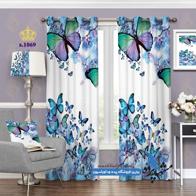 پرده پانچ حیوانات طرح پروانه ها کد s-1069