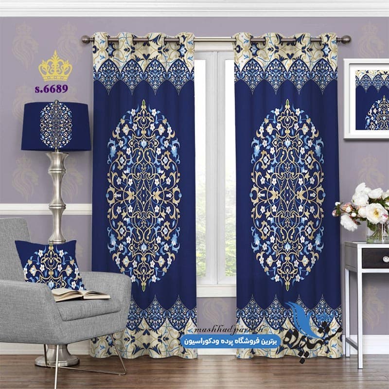 پرده پانچ اسلیمی طرح زمینه گل و پیچک کد S6689