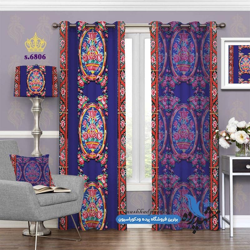 پرده پانچ پذیرایی طرح کاشی کاری S6806
