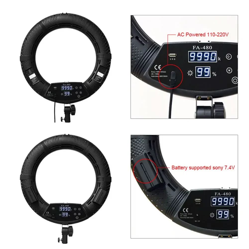رینگ لایت نایس فوتو NiceFoto FA-480 II Ring Light 45CM 96W + سه پایه — تصویر ۳