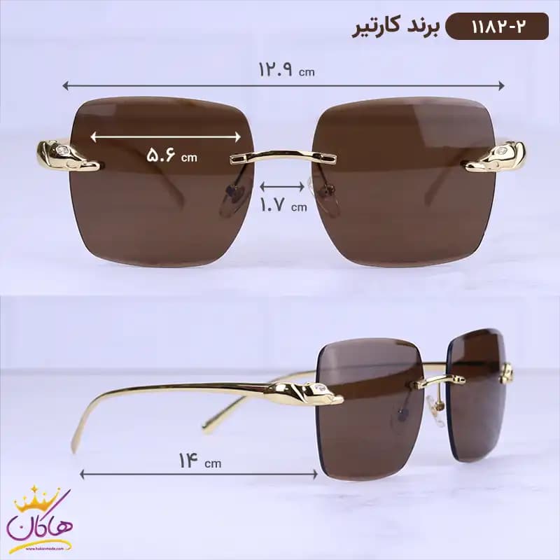 عینک آفتابی مردانه کارتیر فلزی فریم لس 1182/2 — تصویر ۲