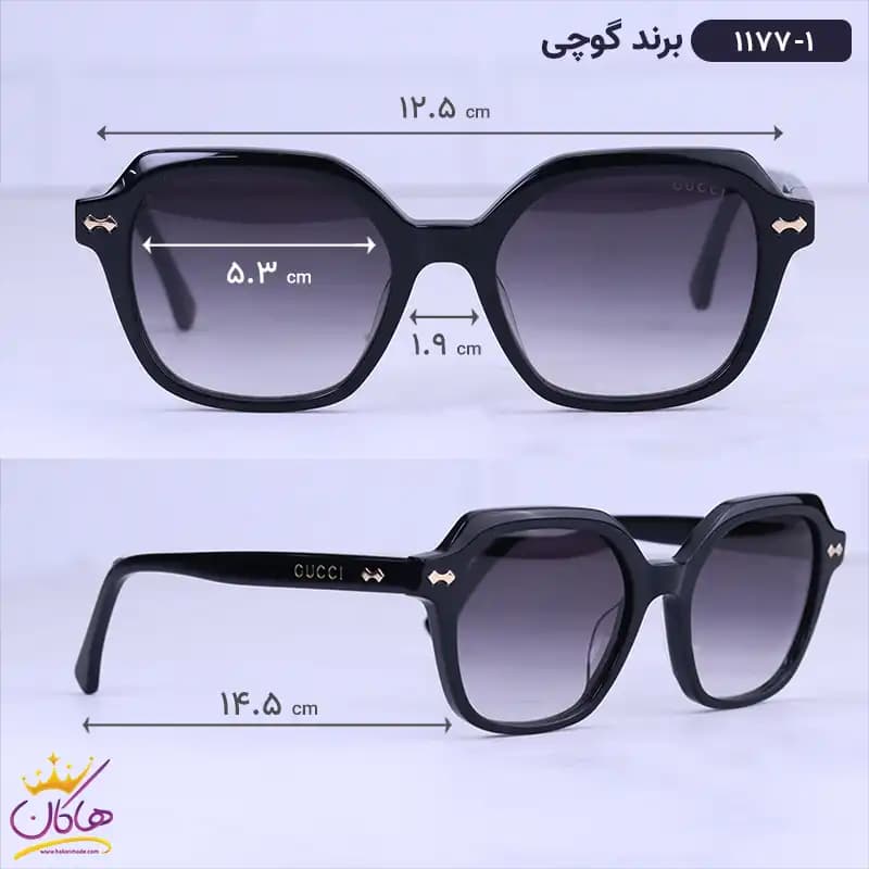 عینک آفتابی گوچی زنانه استیت مشکی 1177/1 — تصویر ۲