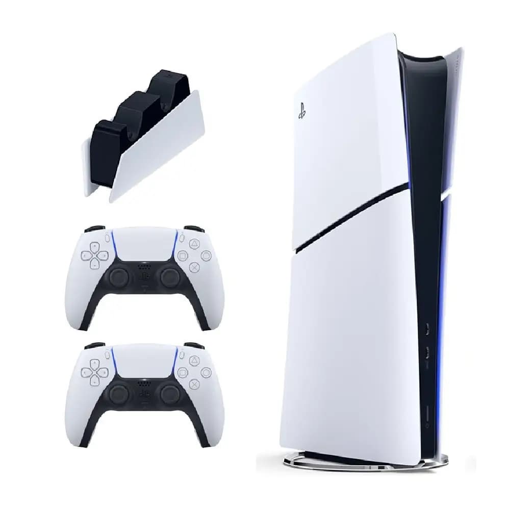 کنسول سونی Playstation 5 slim Digital با یک دسته اضافه و پایه شارژر