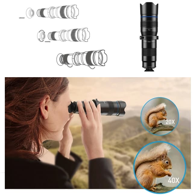 لنز موبایل تله زوم Apexel 20X-40X — تصویر ۲