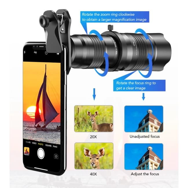 لنز موبایل تله زوم Apexel 20X-40X — تصویر ۸