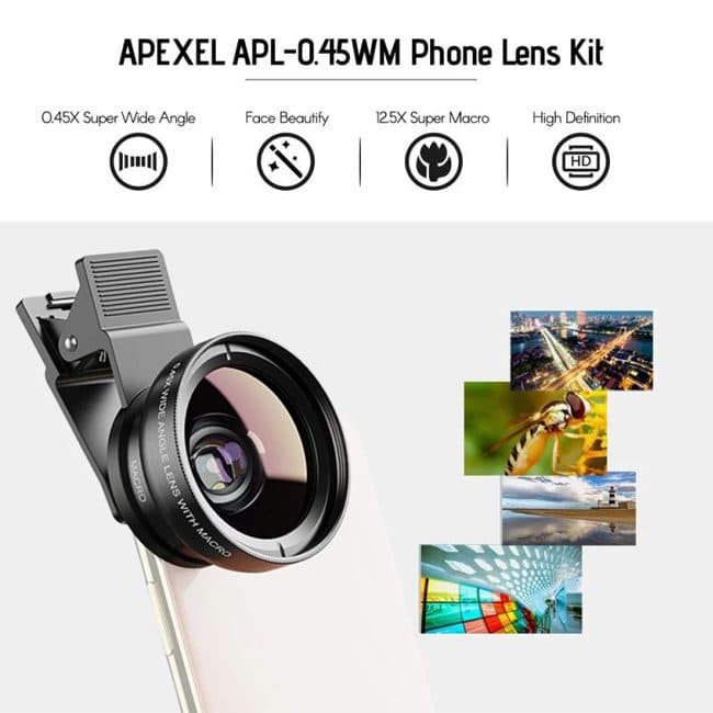 لنز موبایل سوپر واید و ماکرو APEXEL — تصویر ۳
