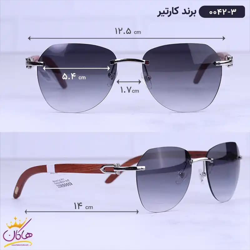 عینک آفتابی مردانه کارتیر دسته چوبی 0042/3 — تصویر ۲