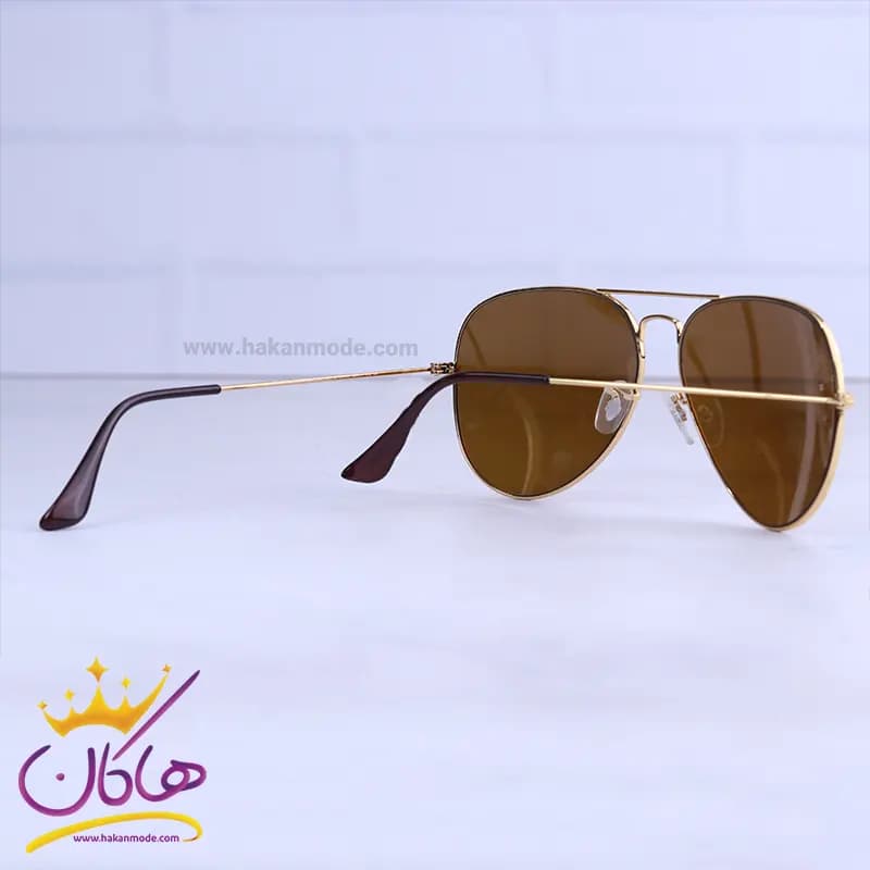 عینک آفتابی ری بن مردانه طلایی شیشه قهوه ای 3026/21 — تصویر ۴