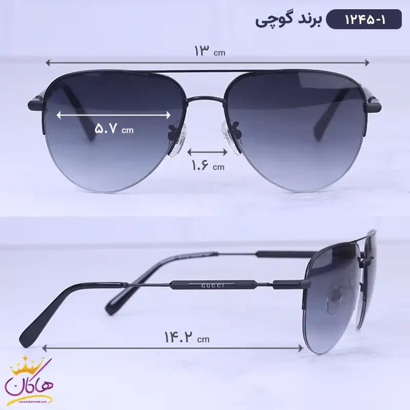 عینک آفتابی گوچی مردانه نیم فریم 1245/4 — تصویر ۲