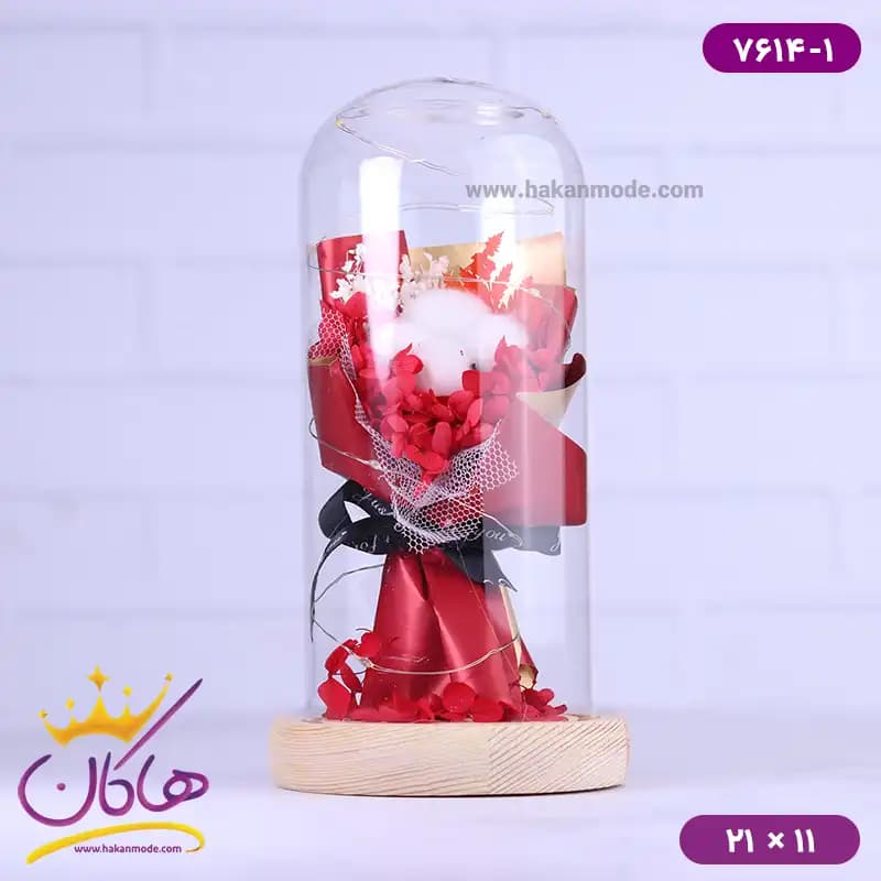 حباب شیشه ای چراغ دار دسته گل پنبه 7614/1