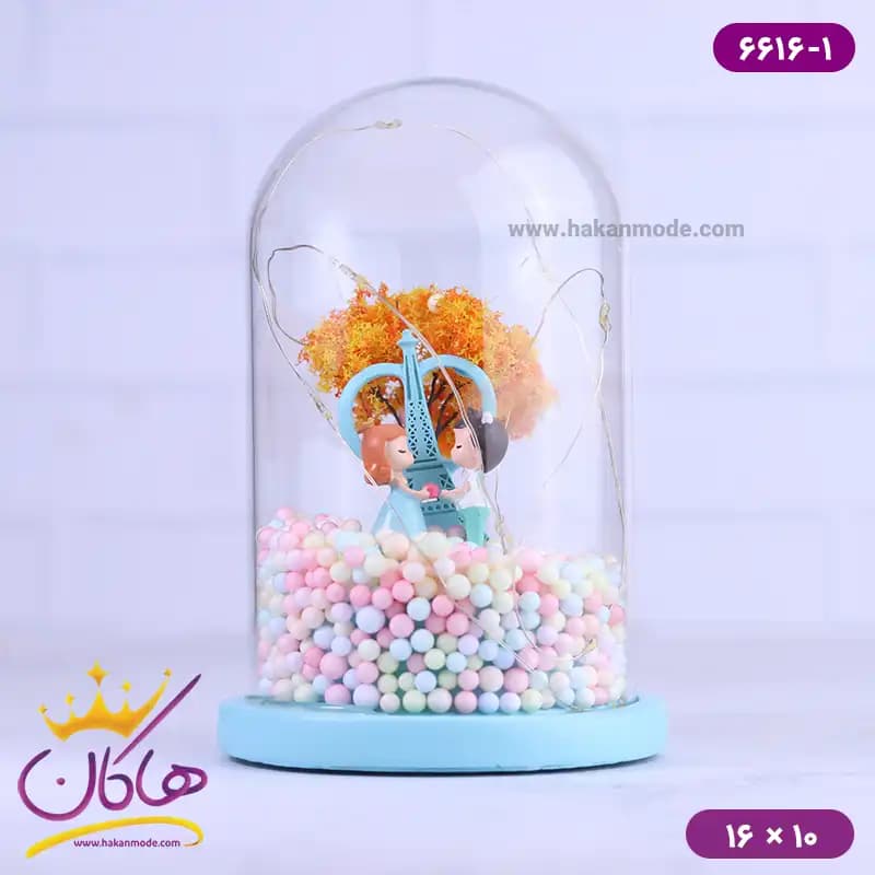 حباب شیشه ای چراغ دار زوج رمانتیک 6616/1