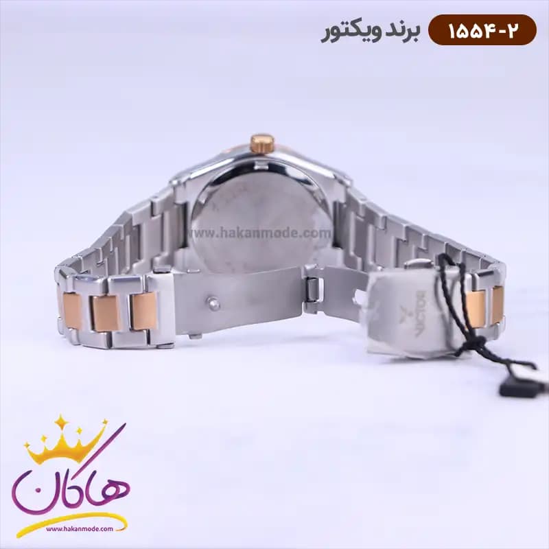 ساعت ویکتور زنانه فلزی نقره ای رزگلد 1554/2 — تصویر ۲