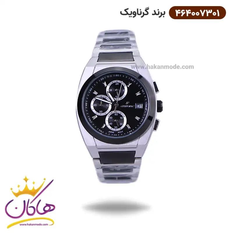 ساعت گرناویک ست فلزی کرنوگراف نقره ای مشکی 464007302-464007301 — تصویر ۵