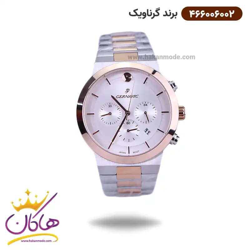 ساعت گرناویک ست فلزی کرنوگراف نقره ای رزگلد 466006002-466006001 — تصویر ۲