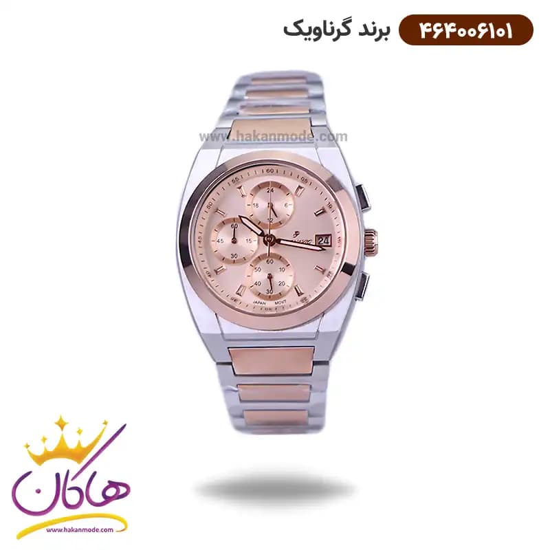 ساعت گرناویک ست فلزی نقره ای رزگلد کرنوگراف 464006102-464006101 — تصویر ۵