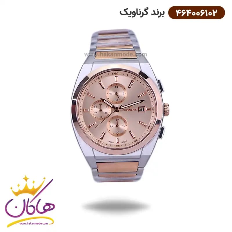 ساعت گرناویک ست فلزی نقره ای رزگلد کرنوگراف 464006102-464006101 — تصویر ۲