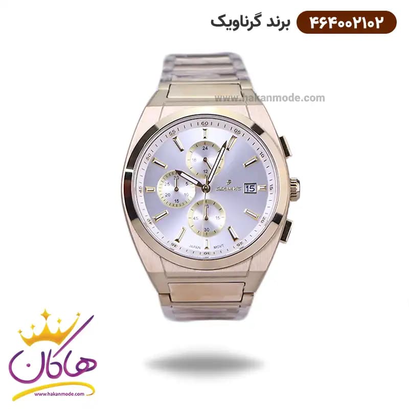 ساعت گرناویک ست فلزی طلایی کرنوگراف 464002102-464002101 — تصویر ۴