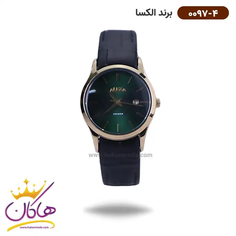 ساعت الکسا ست بند چرم صفحه سبز 0096-0097 — تصویر ۲
