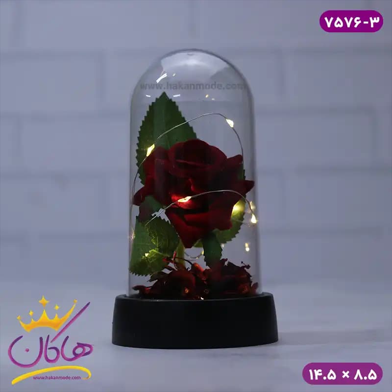 حباب شیشه ای چراغ دار گل سرخ 7576/3 — تصویر ۲
