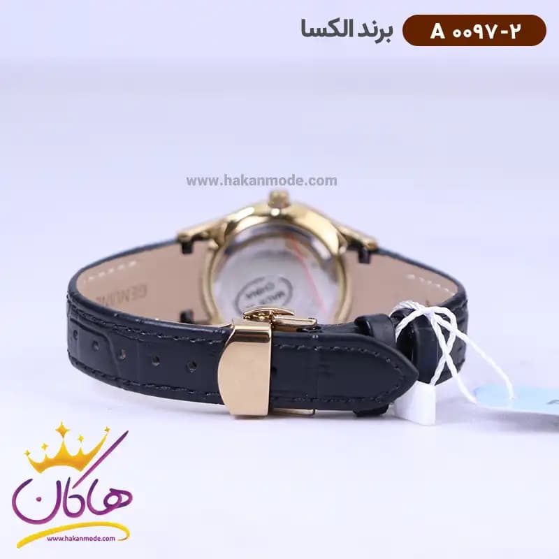 ساعت الکسا زنانه چرم مشکی قاب طلایی 0097/2 — تصویر ۳
