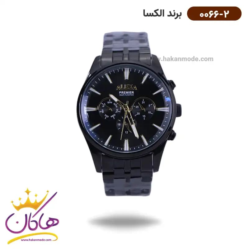 ساعت الکسا مردانه فلزی تمام مشکی 0066/2