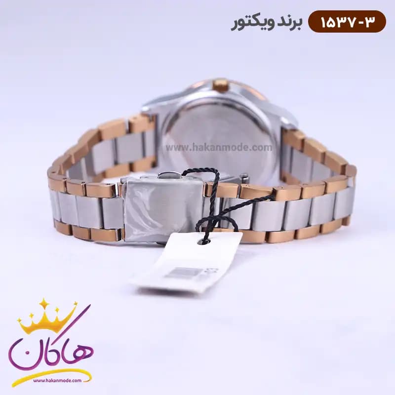 ساعت ویکتور زنانه فلزی صفحه سورمه ای 1537/3 — تصویر ۲
