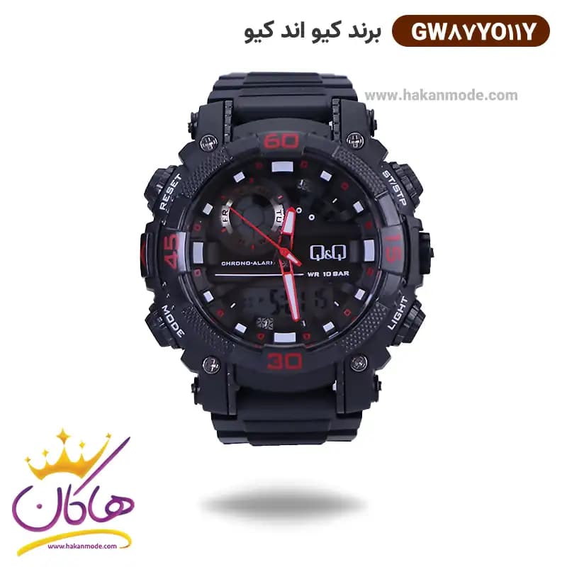 ساعت کیو اند کیو مردانه دو زمانه دیجیتالی مشکی GW87J011Y