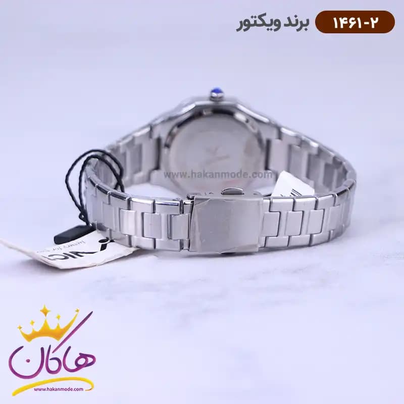 ساعت ویکتور زنانه فلزی نقره ای صفحه سورمه ای 1461/2 — تصویر ۴