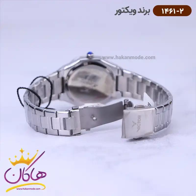 ساعت ویکتور زنانه فلزی نقره ای صفحه سورمه ای 1461/2 — تصویر ۳