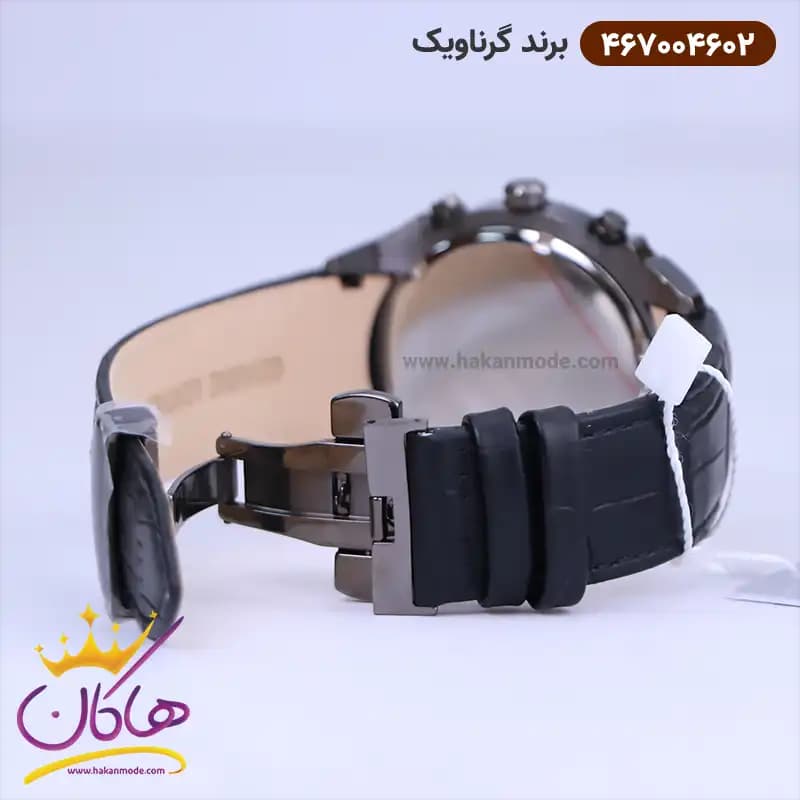 ساعت گرناویک مردانه بند چرم قاب دودی کرنوگراف 467004602 — تصویر ۲
