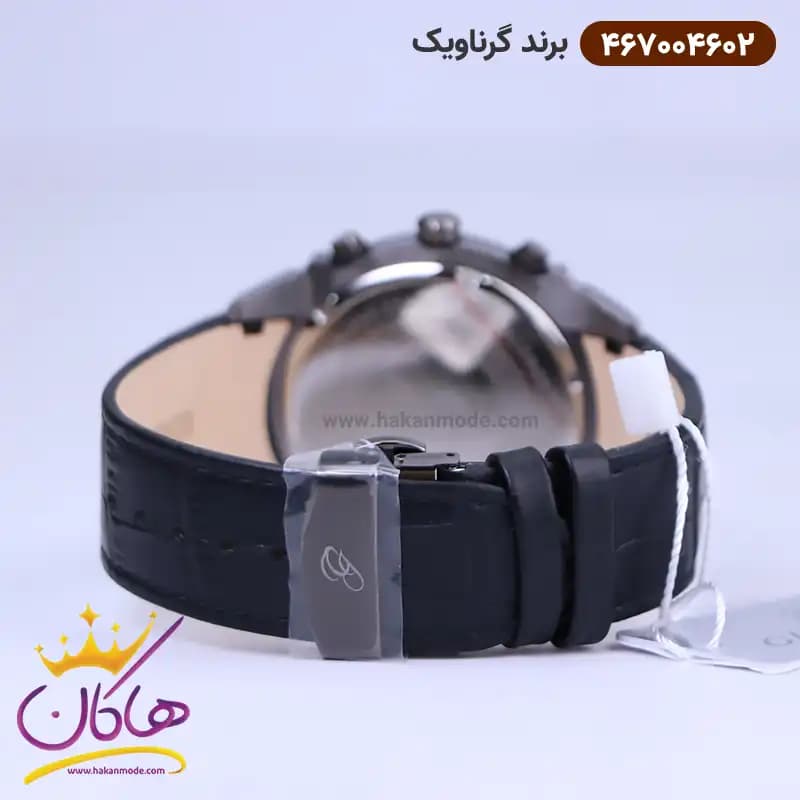 ساعت گرناویک مردانه بند چرم قاب دودی کرنوگراف 467004602 — تصویر ۳