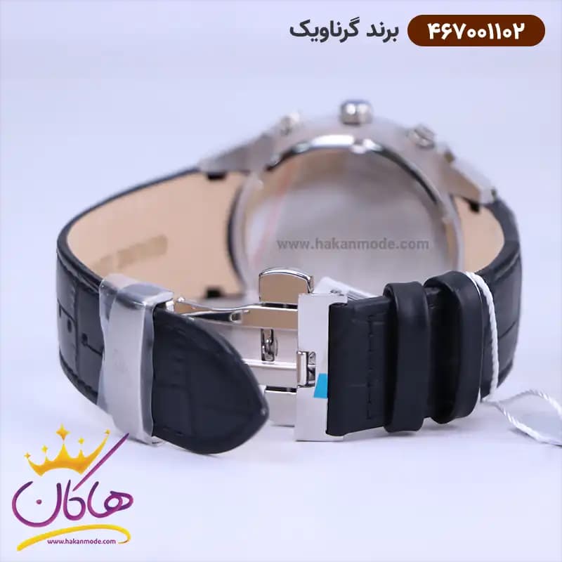 ساعت گرناویک مردانه بند چرم صفحه سفید کرنوگراف 467001102 — تصویر ۲
