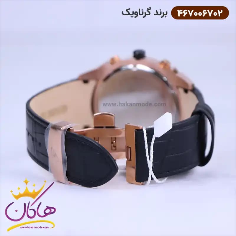ساعت گرناویک مردانه بند چرم مشکی کرنوگراف 467006702 — تصویر ۲