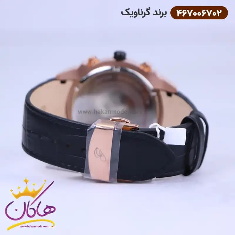 ساعت گرناویک مردانه بند چرم مشکی کرنوگراف 467006702 — تصویر ۳