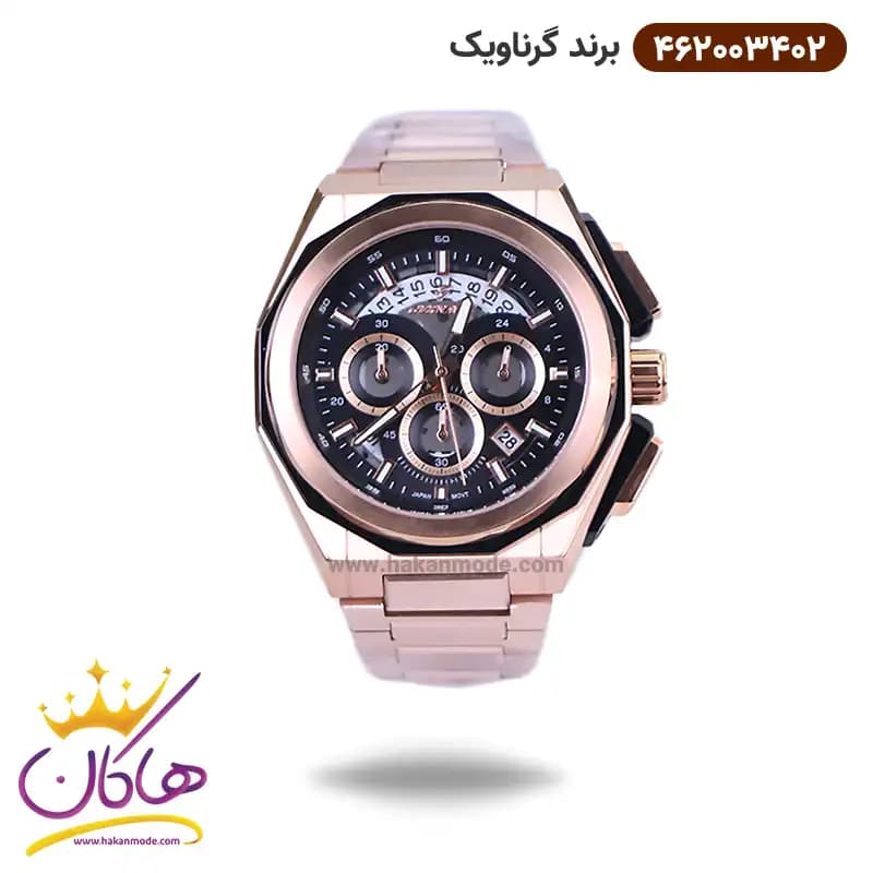 ساعت گرناویک مردانه فلزی رزگلد کرنوگراف 462003402