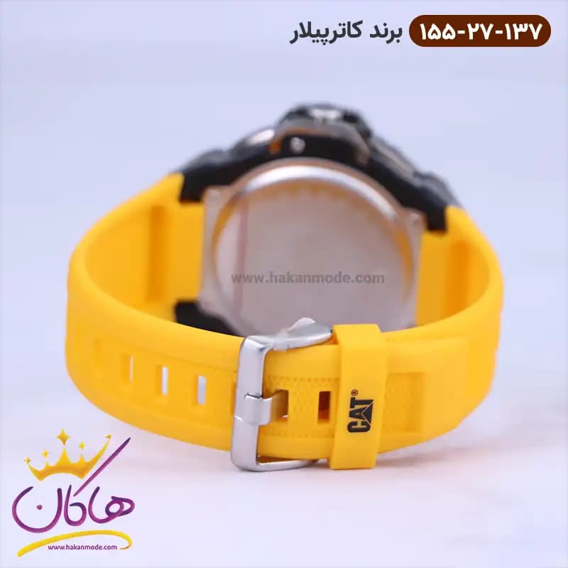 ساعت کاترپیلار مردانه بند رابر زرد دو زمانه MA.155.27.137 — تصویر ۳