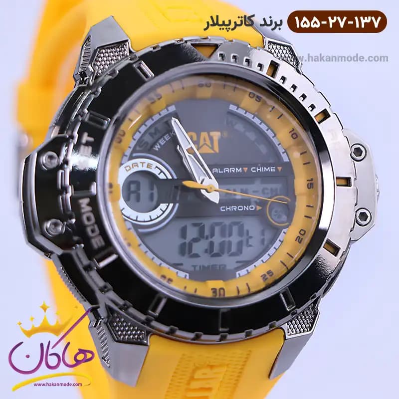 ساعت کاترپیلار مردانه بند رابر زرد دو زمانه MA.155.27.137 — تصویر ۲