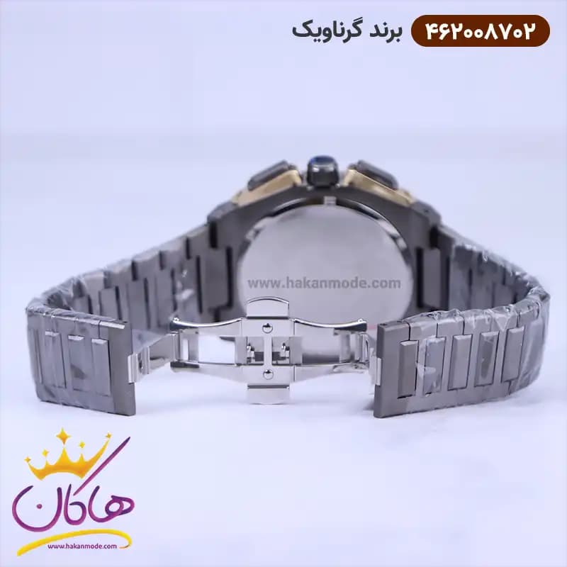 ساعت گرناویک مردانه فلزی دودی طلایی کرنوگراف 462008702 — تصویر ۲