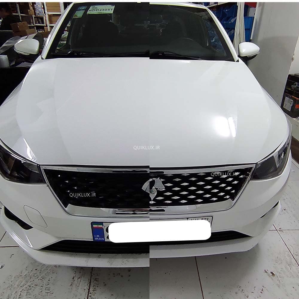 برچسب کرومی نگین توری جلو پنجره مناسب تارا V4 — تصویر ۲